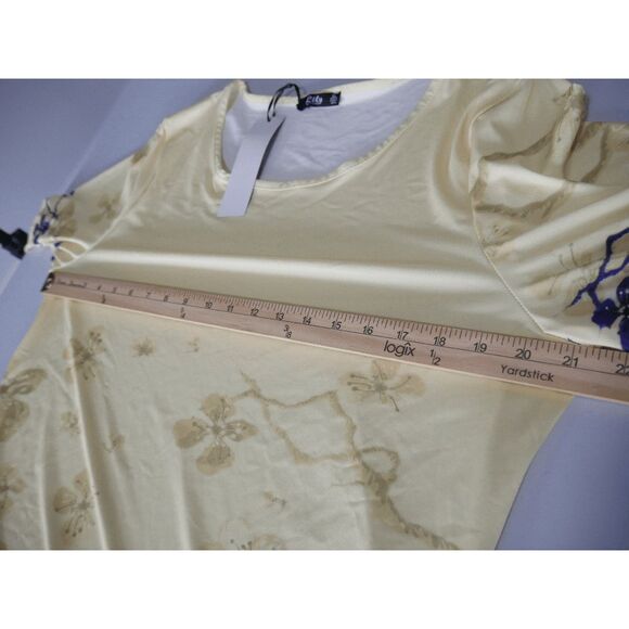 Yellow & Blue Floral Ruffle Dolman Tunic XL #1820-C8 - Picture 7 of 10